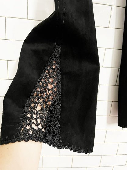 y2k danier crochet flare leg suede pants - good market thrift store