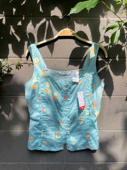 vintage kay anna floral ruffled corset tank