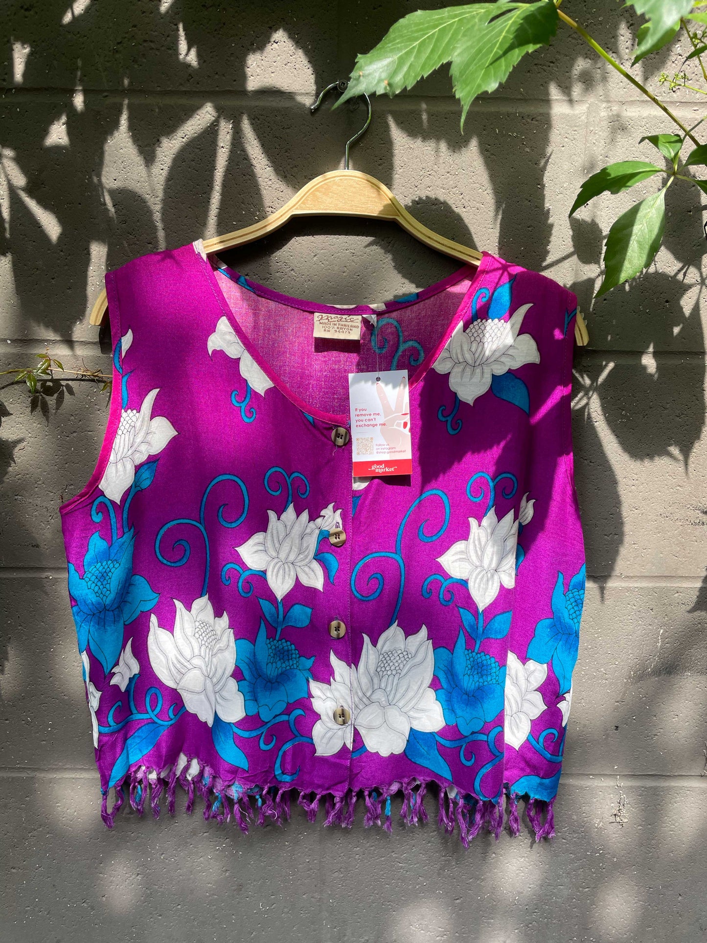 vintage magic thai tropical fringe hem tank