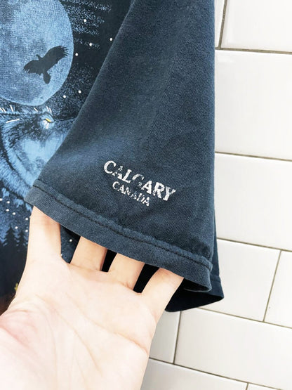 vintage 00s wolf scene graphic tee | alberta | fruit of the loom - good market thrift store