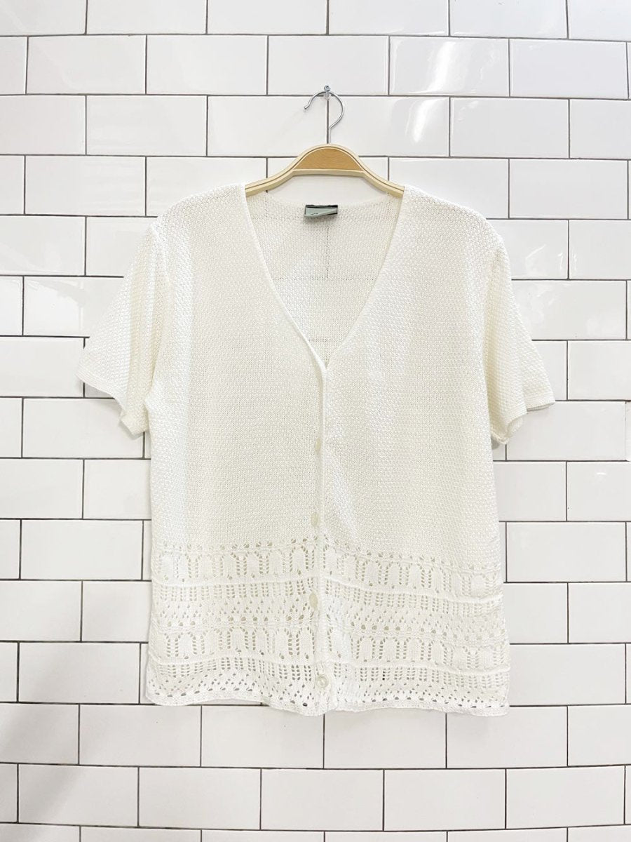 vintage 00s penmans pointelle hem knit cardigan top - good market thrift store