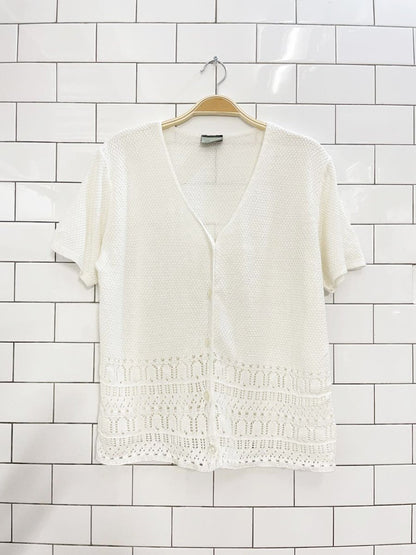 vintage 00s penmans pointelle hem knit cardigan top - good market thrift store