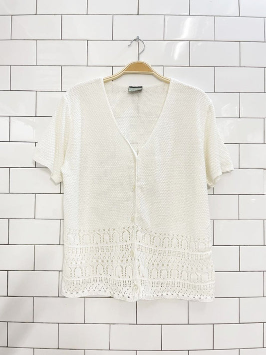 vintage 00s penmans pointelle hem knit cardigan top - good market thrift store