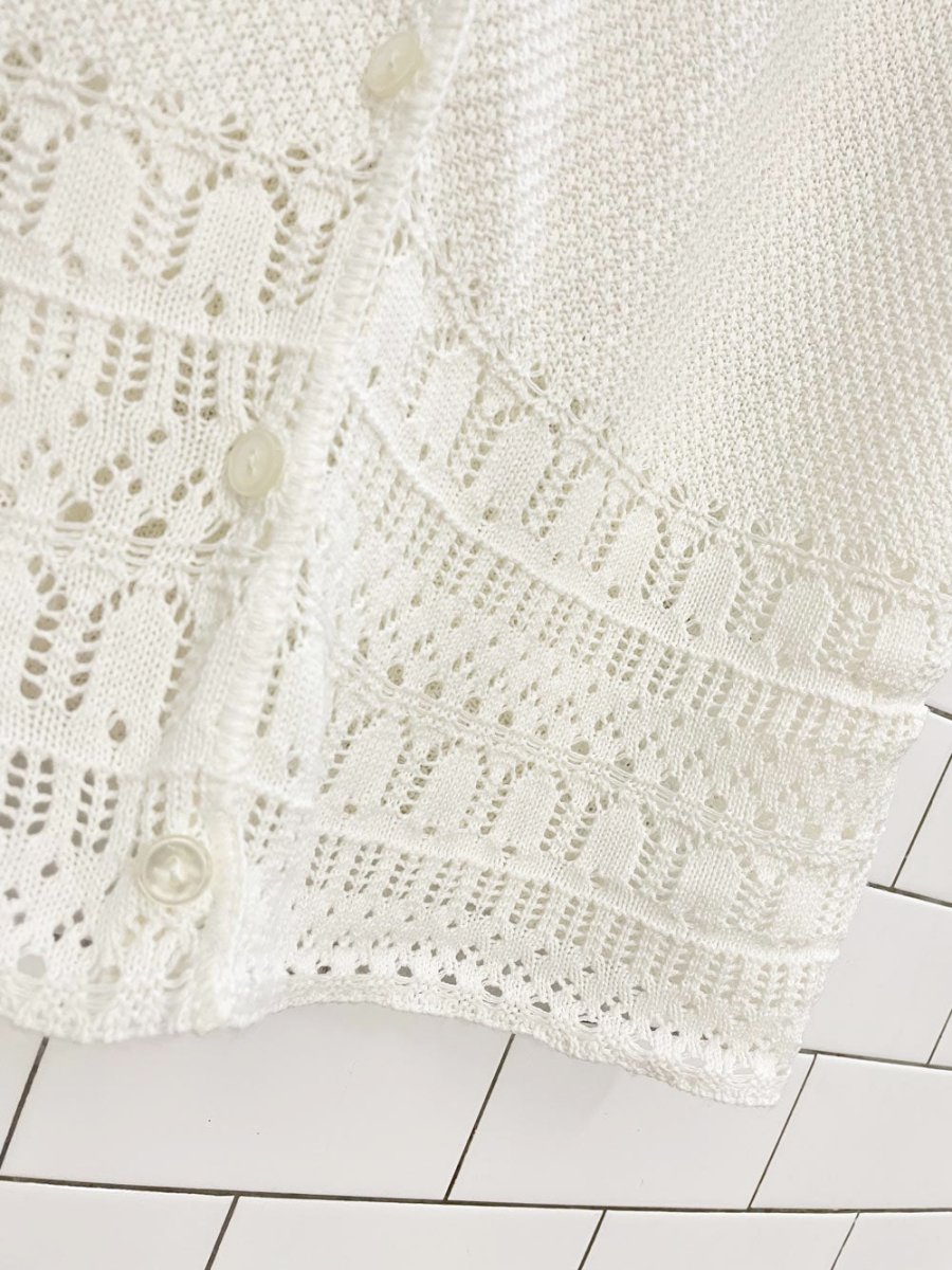 vintage 00s penmans pointelle hem knit cardigan top - good market thrift store