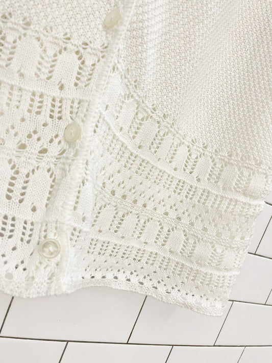 vintage 00s penmans pointelle hem knit cardigan top - good market thrift store