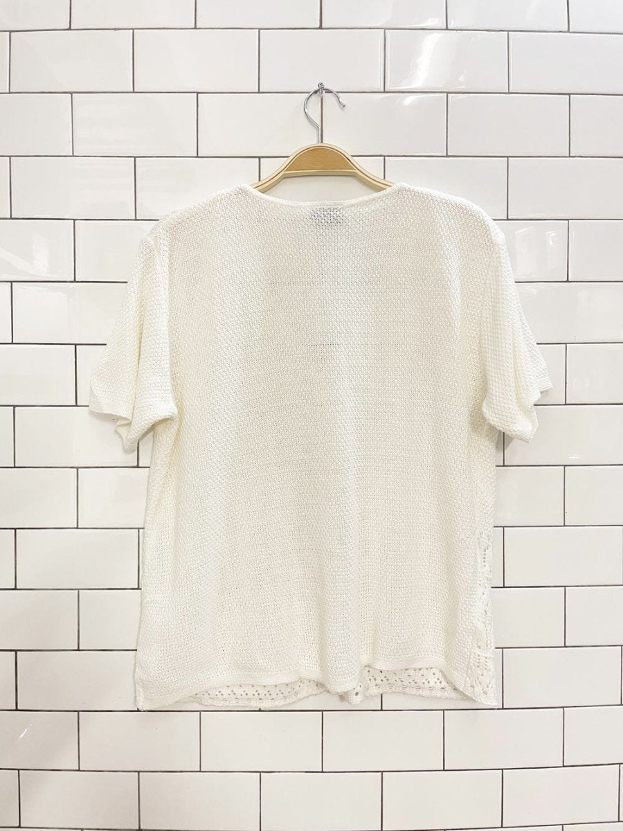 vintage 00s penmans pointelle hem knit cardigan top - good market thrift store