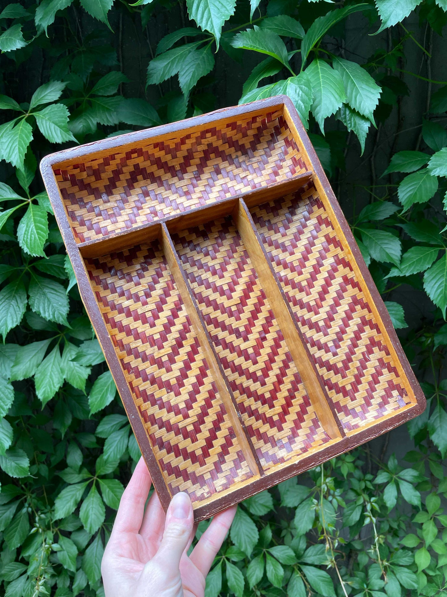 vintage rattan bamboo drawer divider