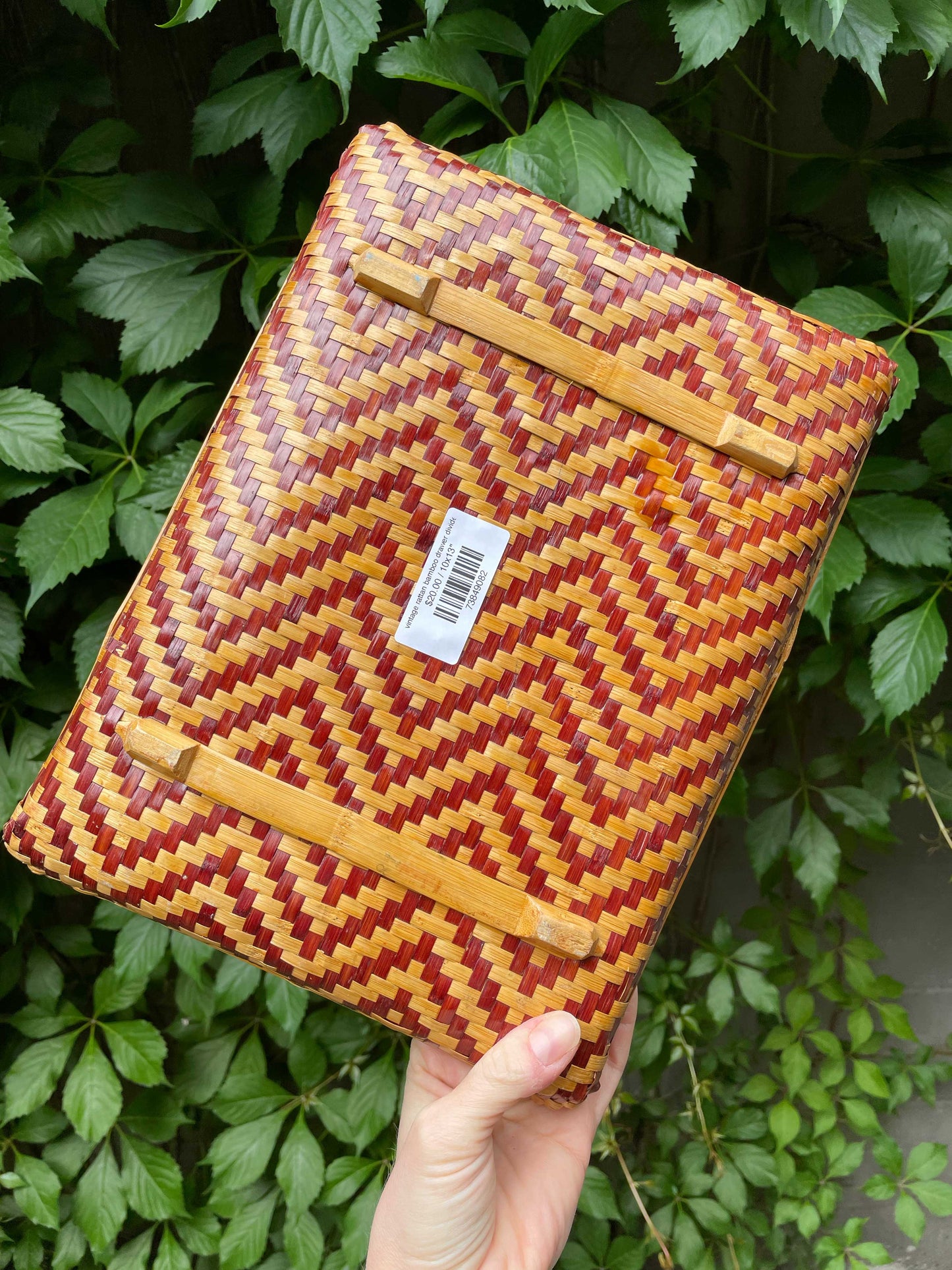 vintage rattan bamboo drawer divider