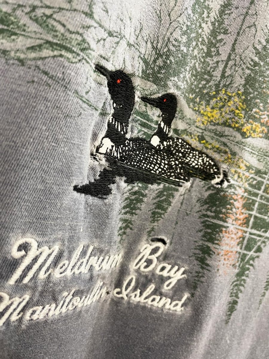 vintage 90s windswept embroidered loon nature scene tee | made in Canada - good market thrift store