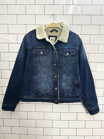 suko jeans sherpa lined denim trucker jacket - good market thrift store