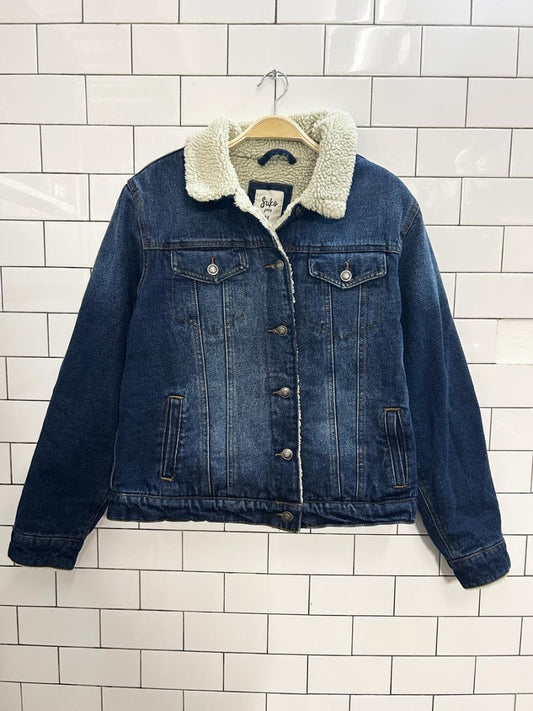 suko jeans sherpa lined denim trucker jacket - good market thrift store