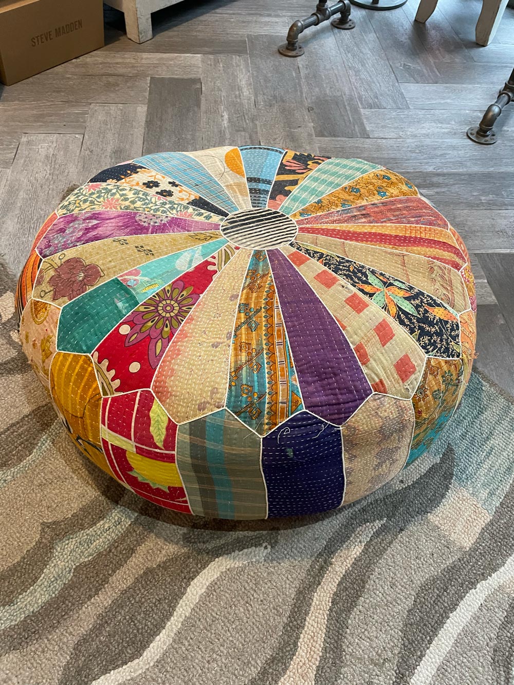 pier 1 kantha boho quilted pouf ottoman