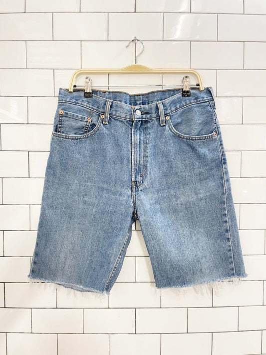levi's 516 straight long cut off denim shorts - good market thrift store