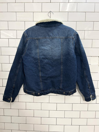 suko jeans sherpa lined denim trucker jacket - good market thrift store