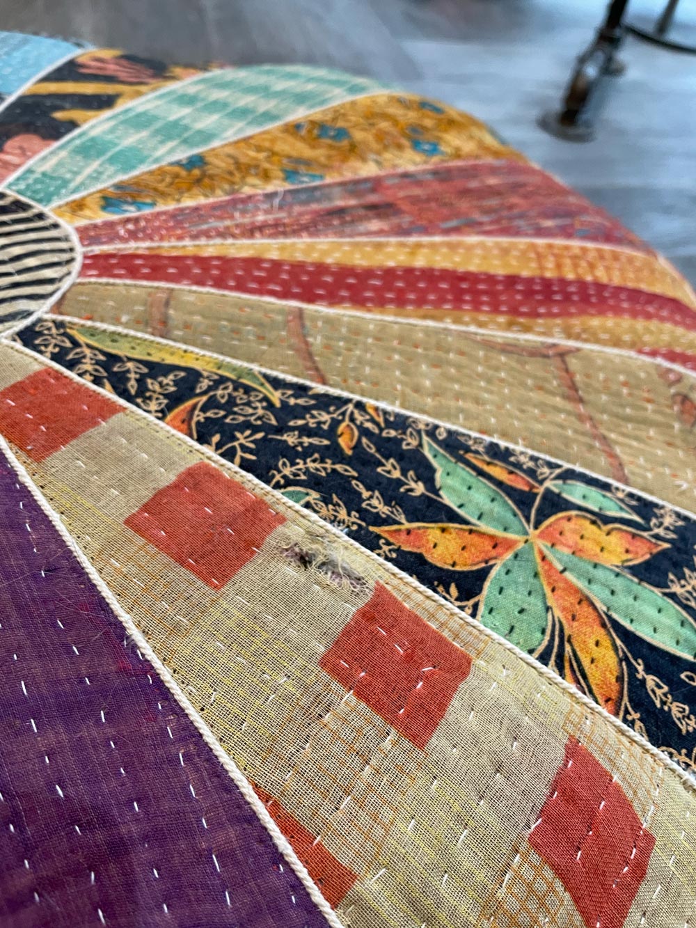 pier 1 kantha boho quilted pouf ottoman