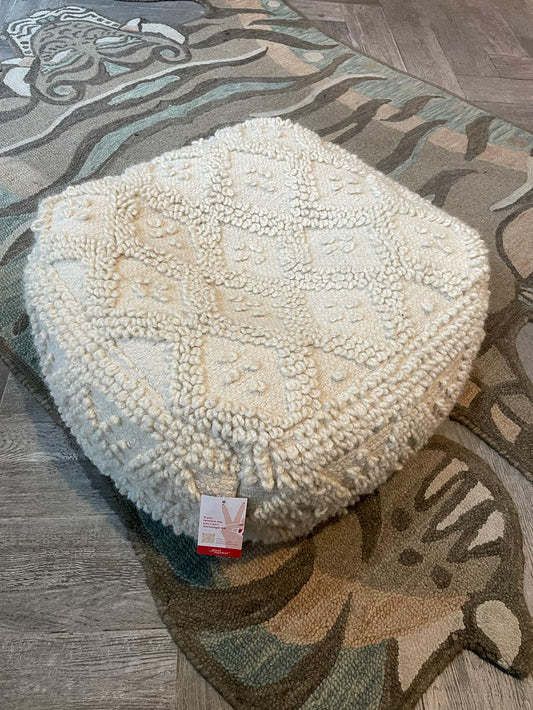 boho tufted moroccan wool pouf