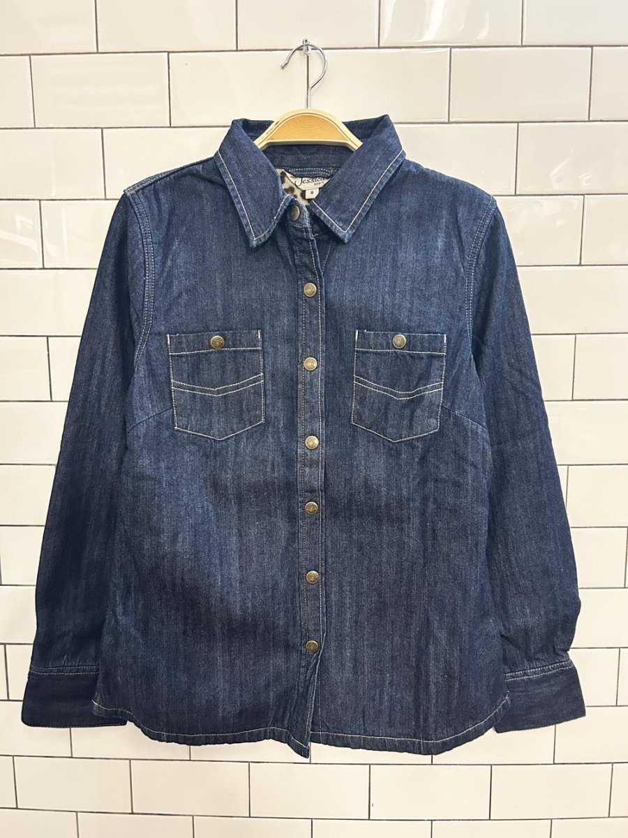 vintage 00s jessica sport animal print lined denim jacket - good market thrift store