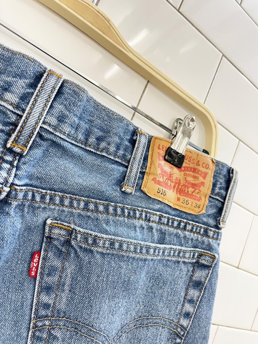 levi's 516 straight long cut off denim shorts - good market thrift store