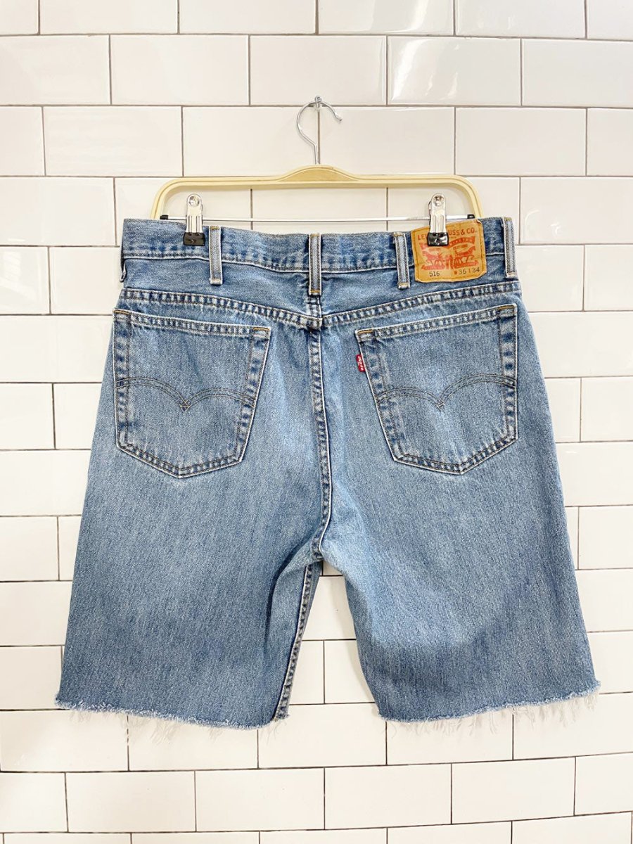 levi's 516 straight long cut off denim shorts - good market thrift store
