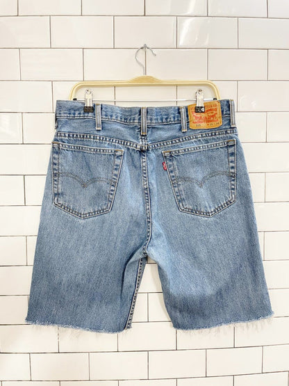 levi's 516 straight long cut off denim shorts - good market thrift store