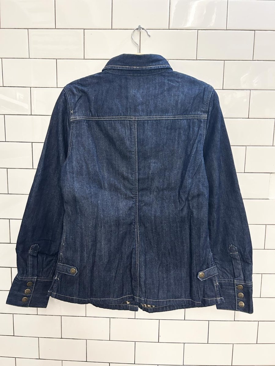vintage 00s jessica sport animal print lined denim jacket - good market thrift store