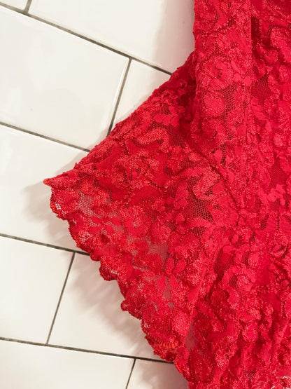 vintage 80s red lace ruffle hip lingerie - good market thrift store