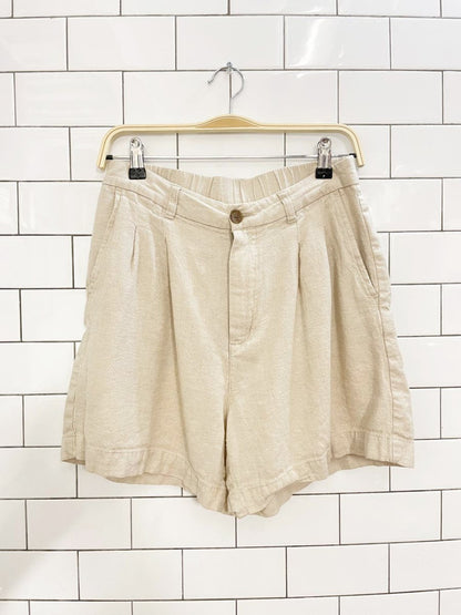 gap linen - blend high rise pleated shorts - good market thrift store