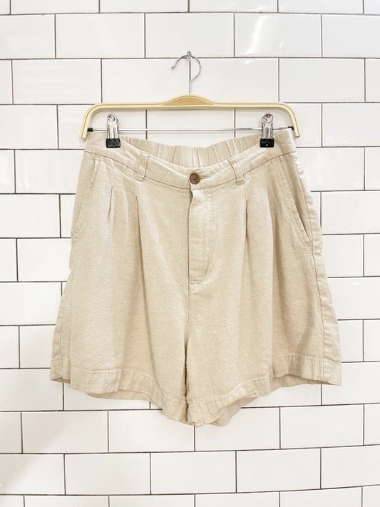 gap linen - blend high rise pleated shorts - good market thrift store