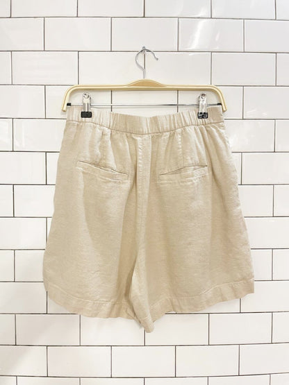 gap linen - blend high rise pleated shorts - good market thrift store