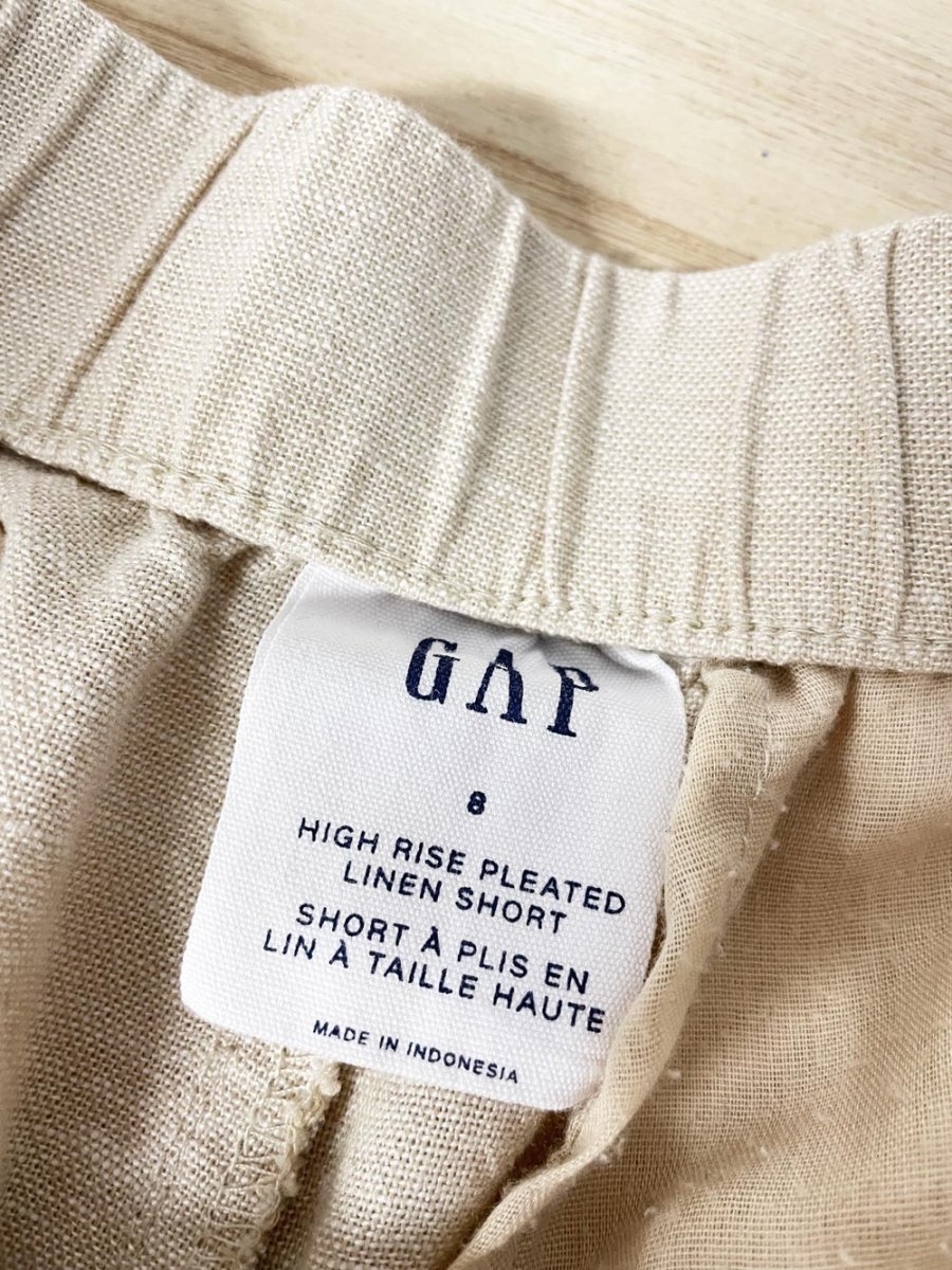 gap linen - blend high rise pleated shorts - good market thrift store