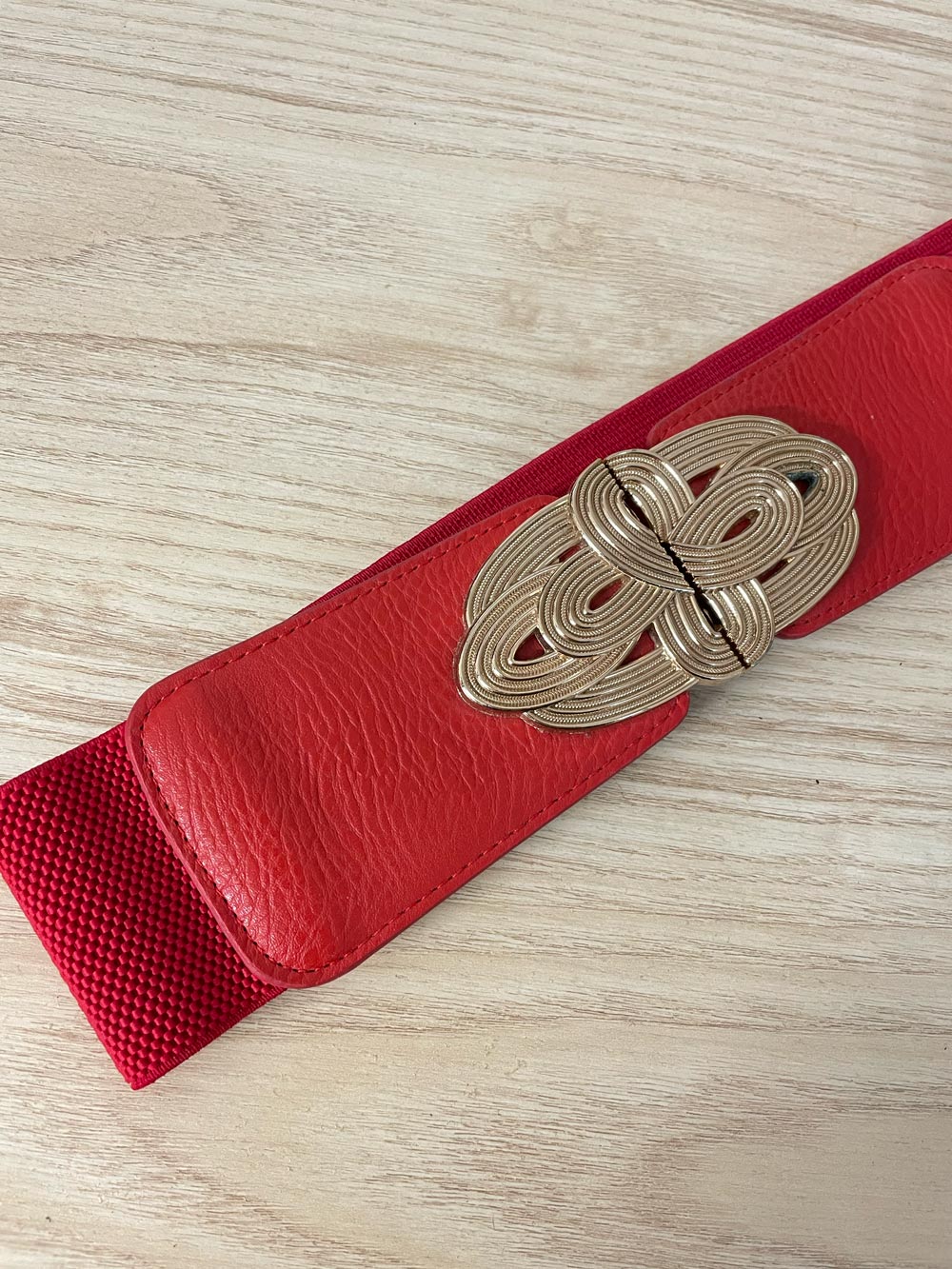 vintage red scroll dress belt
