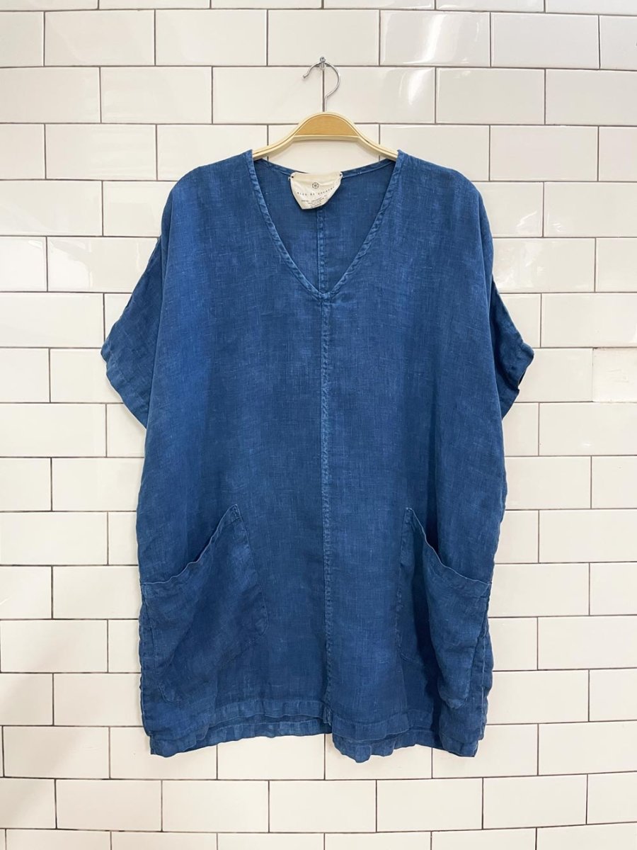 bleu de cocagne hand - dyed oversized linen shirt | made in France - good market thrift store