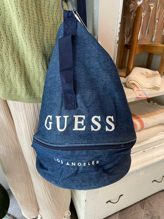 guess denim bucket sling backpack