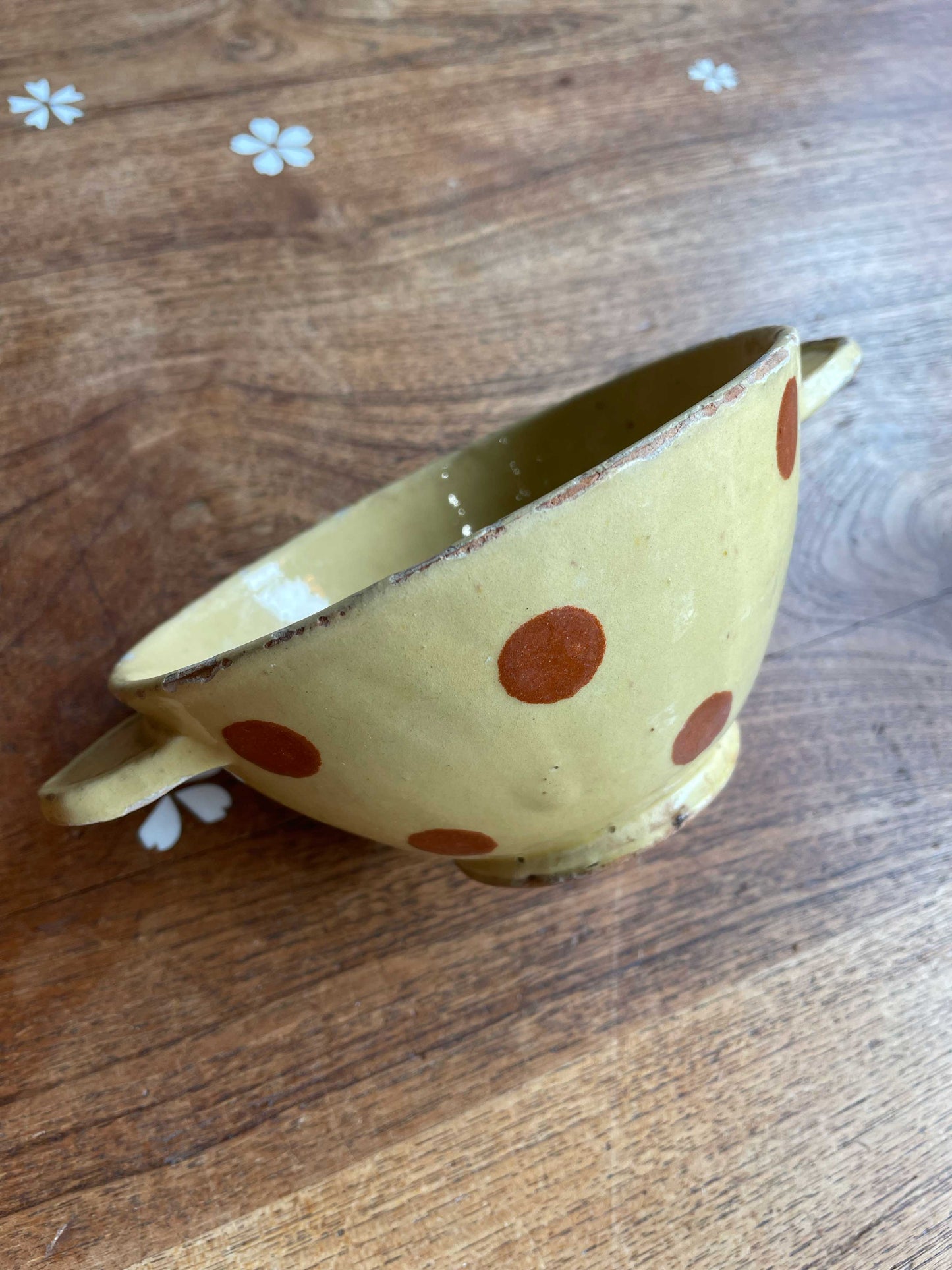 handmade polka dot clay bowl