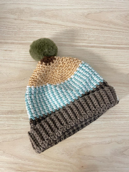 hand-knit faux fur pom toque