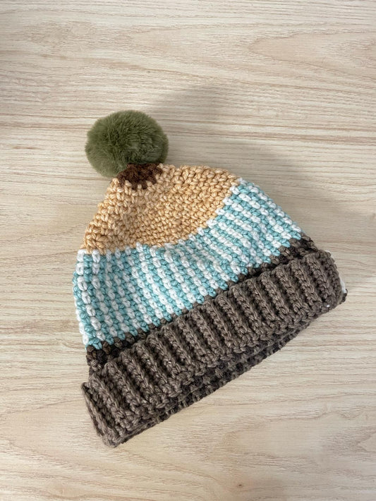 hand-knit faux fur pom toque