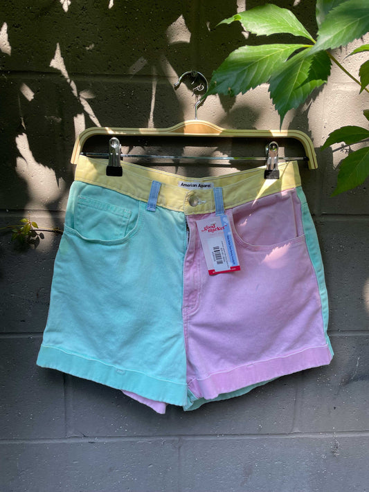 american apparel 90s colour block short