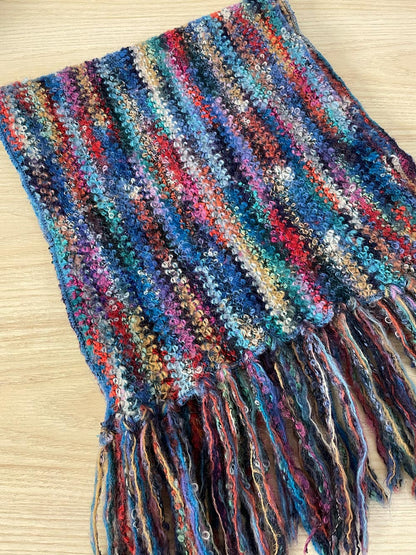 hand-knit mohair rainbow xl scarf