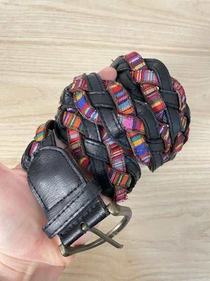 boho braided woven faux leather belt