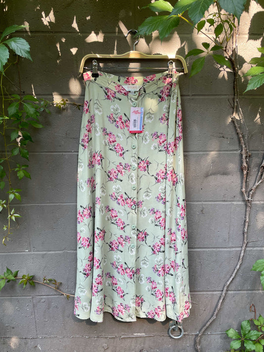 vintage 00s braemar floral button midi skirt