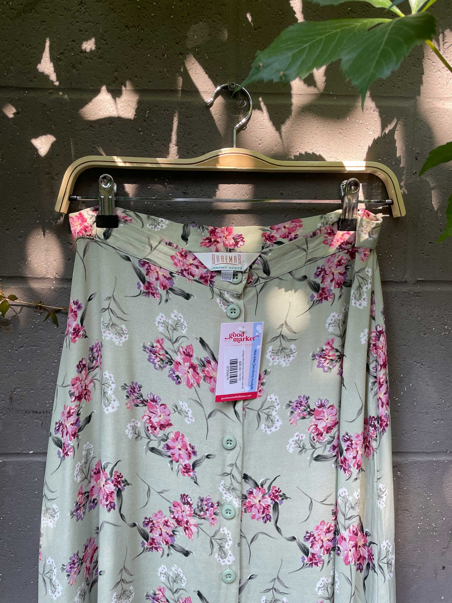 vintage 00s braemar floral button midi skirt