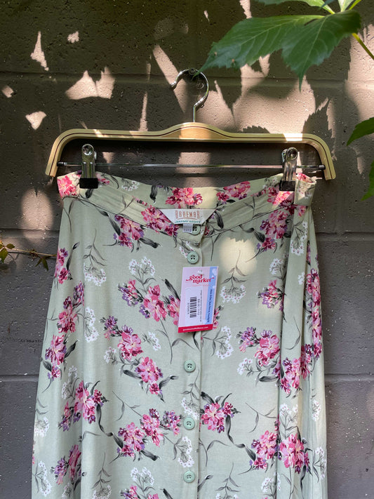 vintage 00s braemar floral button midi skirt