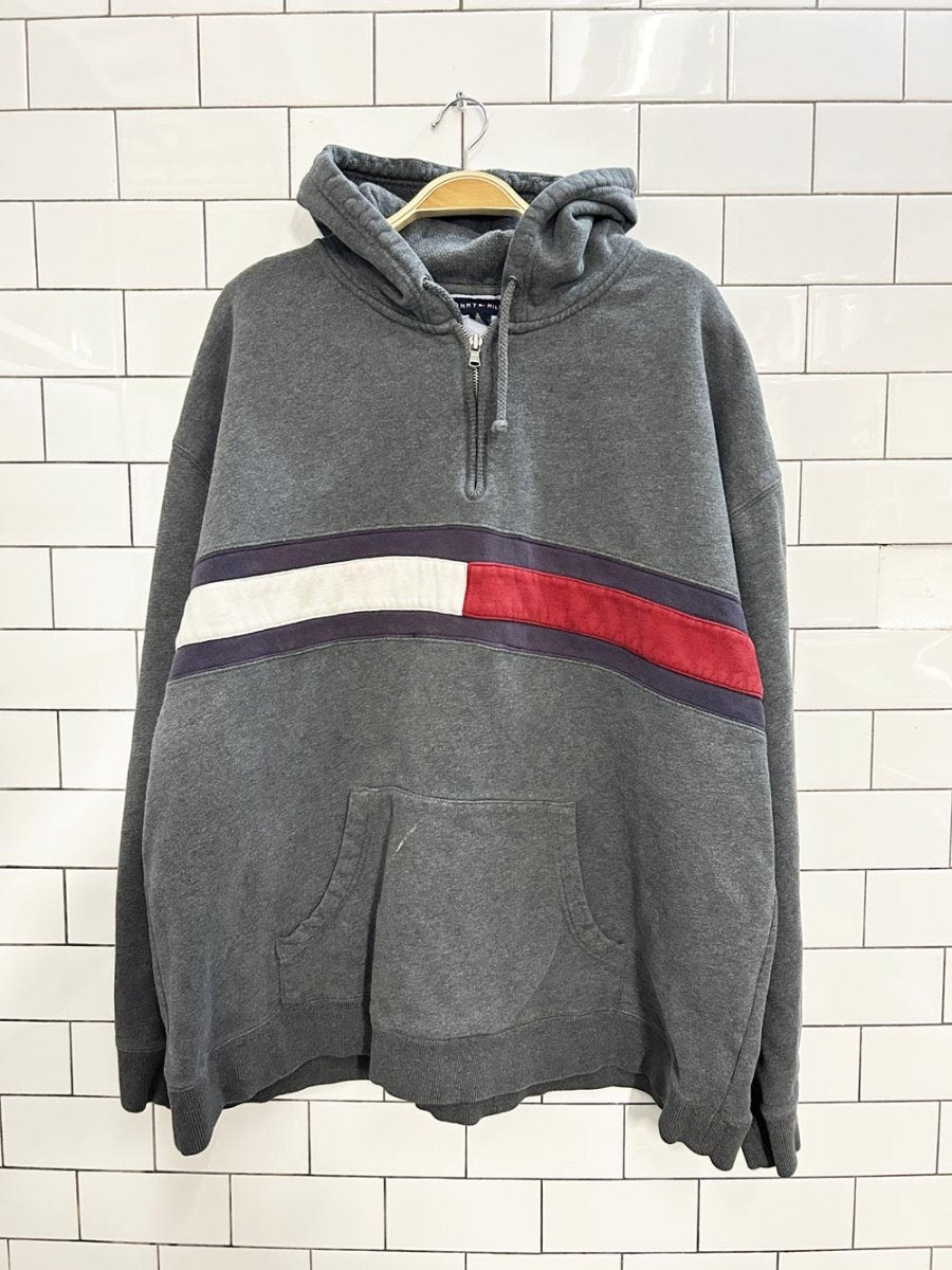 tommy hilfiger oversized 1/4 zip flag hoodie - good market thrift store