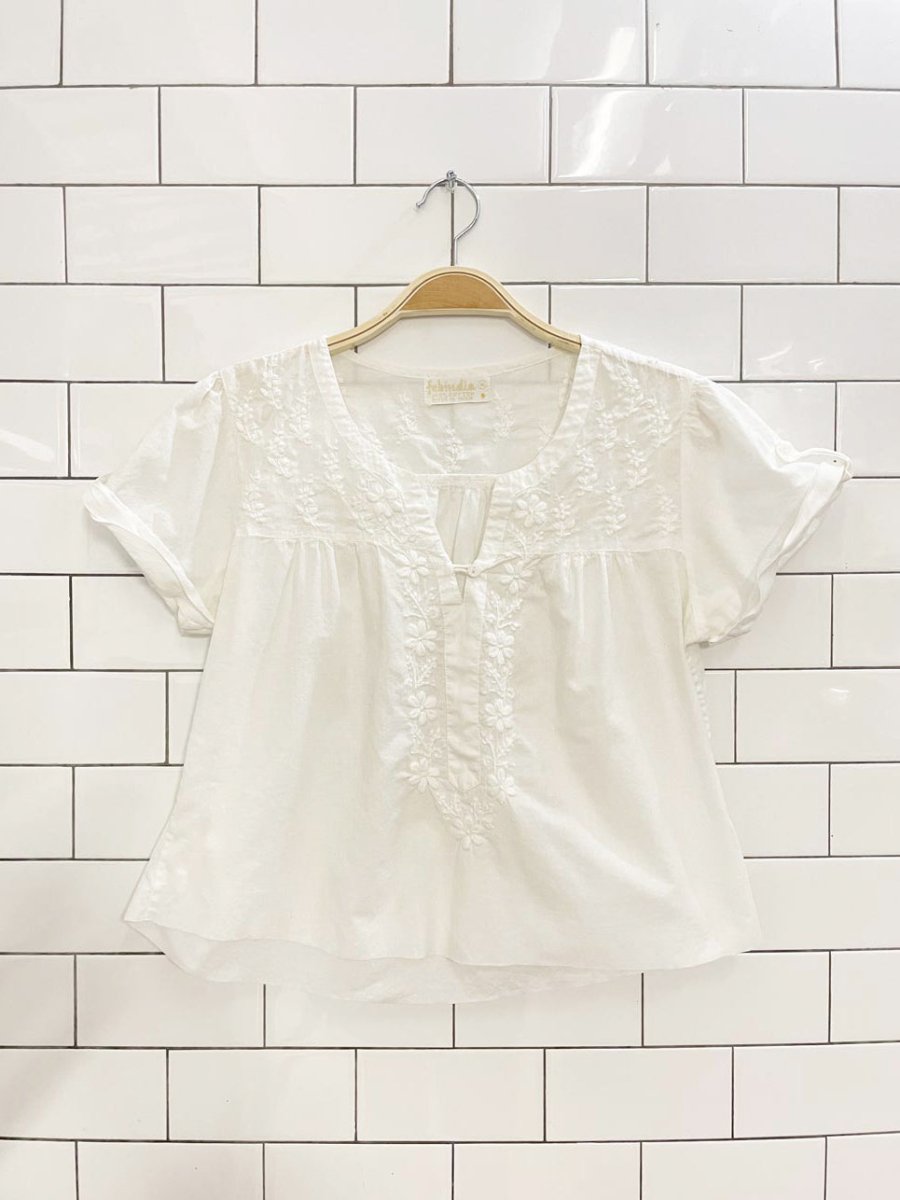 vintage fabindia embroidered cotton top - good market thrift store
