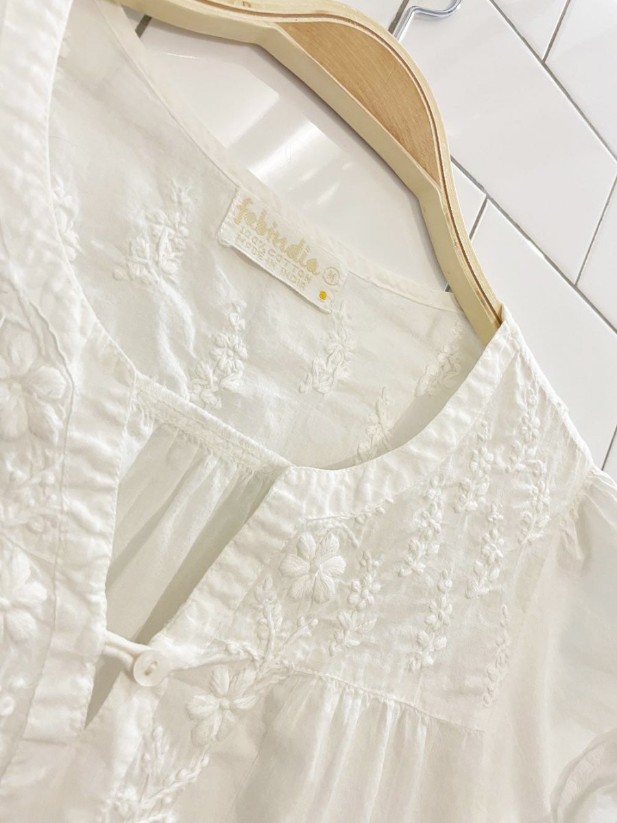 vintage fabindia embroidered cotton top - good market thrift store
