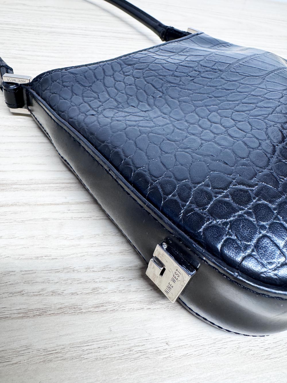 y2k nine west faux crocodile-skin mini shoulder bag