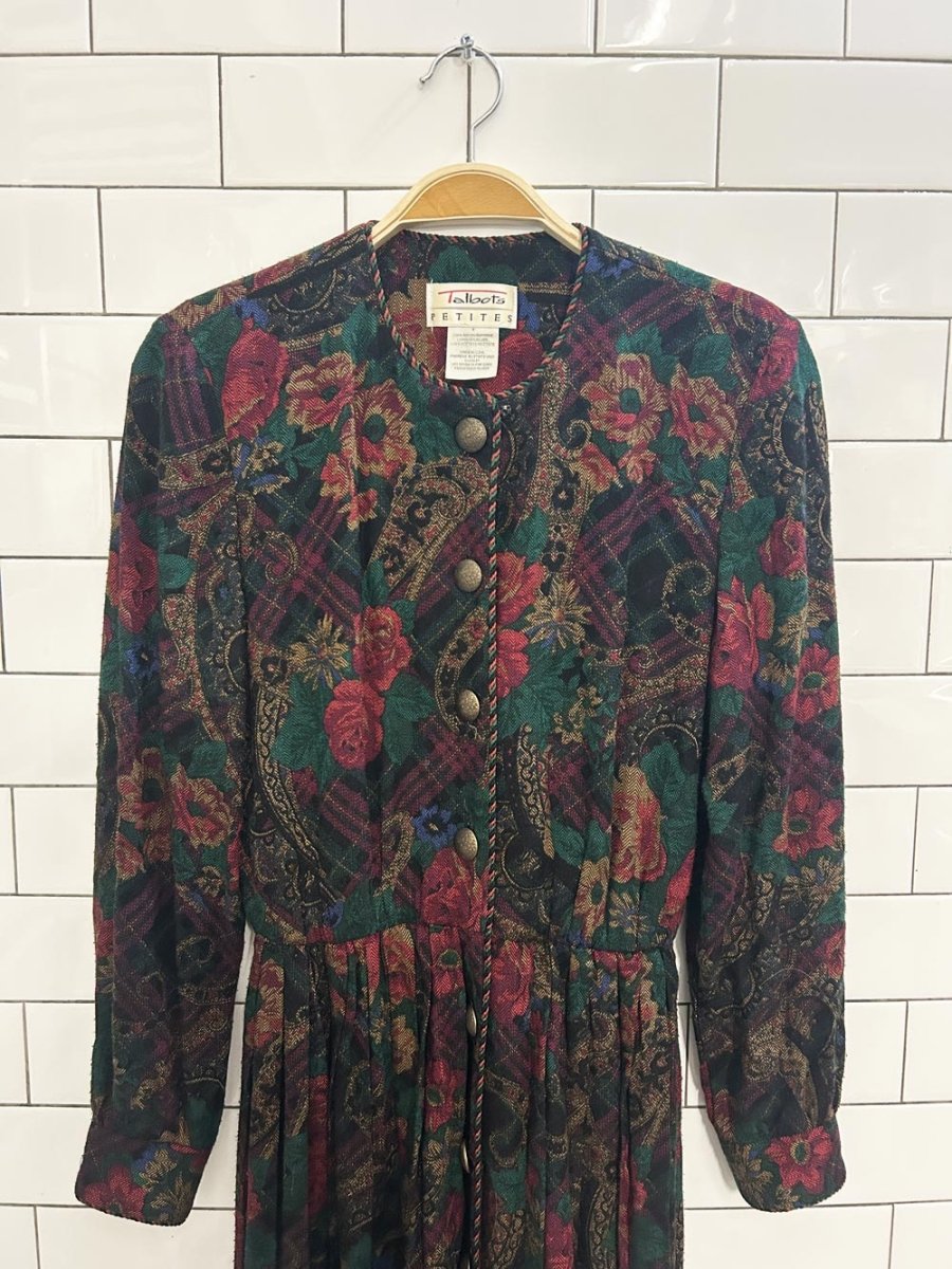vintage 90s talbots floral print long sleeve maxi dress - good market thrift store
