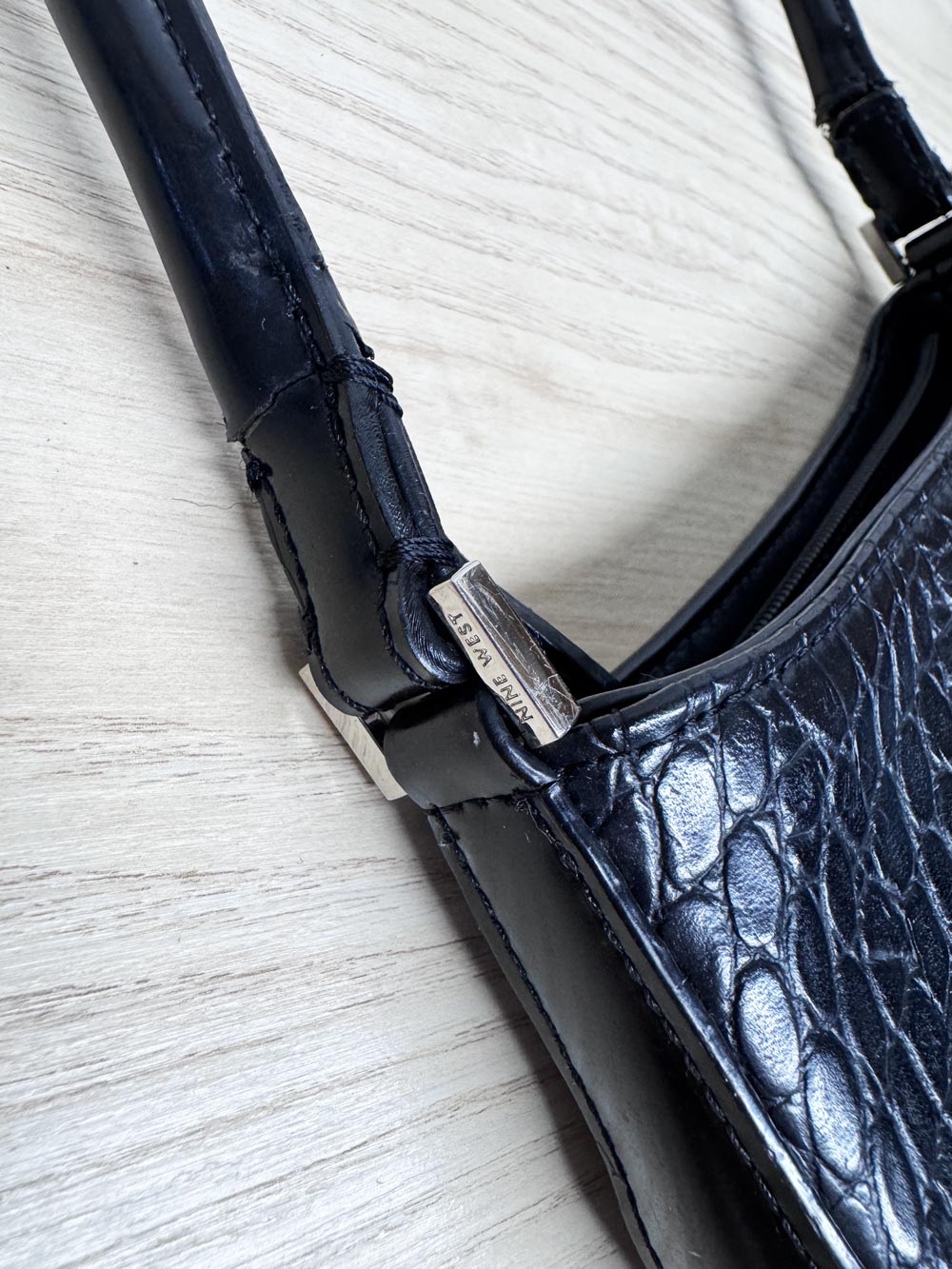y2k nine west faux crocodile-skin mini shoulder bag