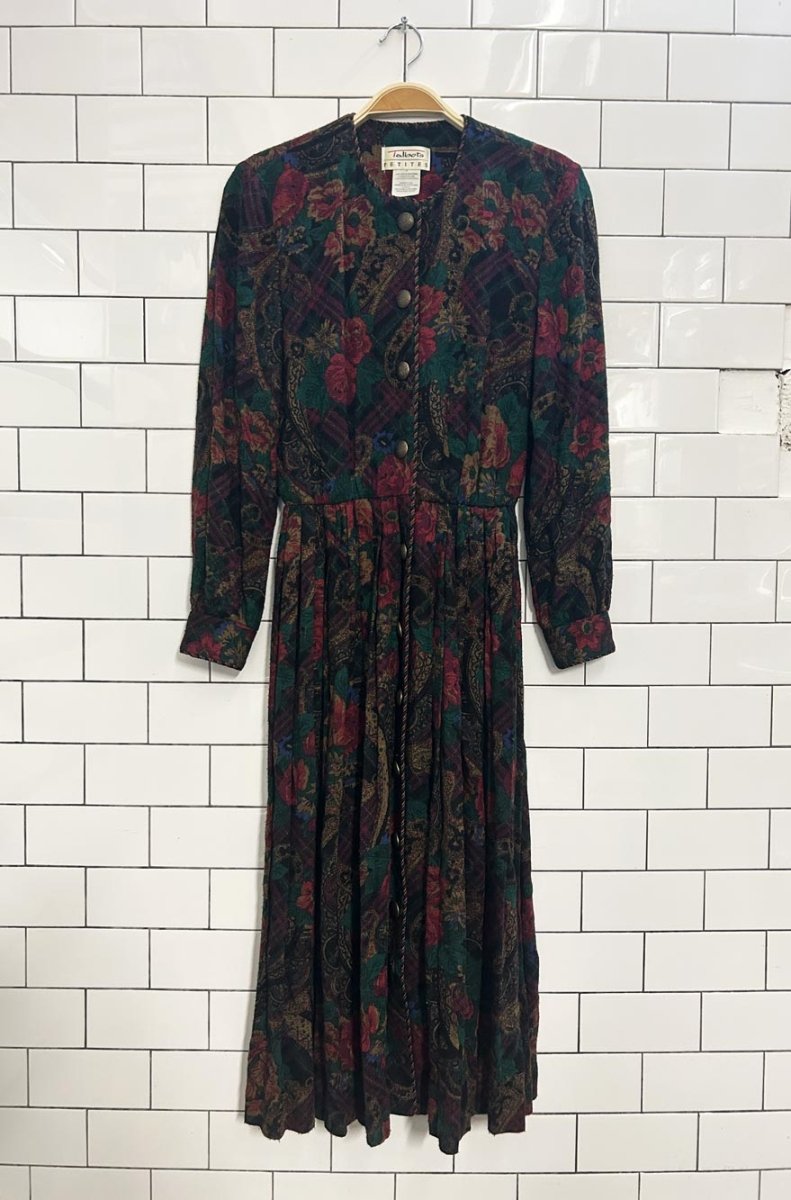 vintage 90s talbots floral print long sleeve maxi dress - good market thrift store