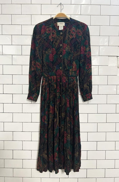 vintage 90s talbots floral print long sleeve maxi dress - good market thrift store